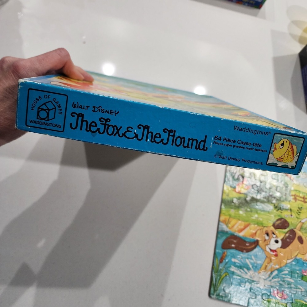 VTG Disney Fox And The Hound Jigsaw Puzzle Waddingtons 64 Pieces Kids with BOX - Picture 10 of 14